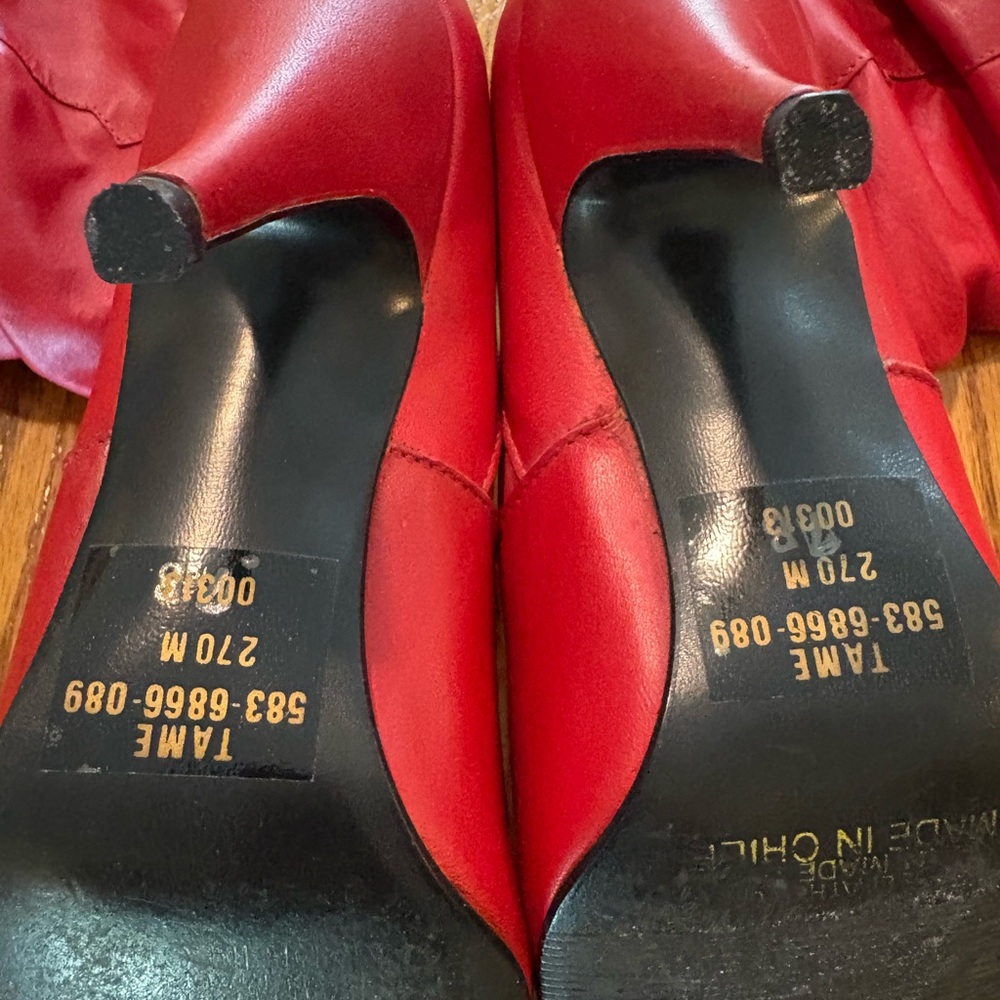 Vintage red tall boots, genuine leather and suede, size 7B - Picture 4 of 5